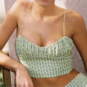 Zara Retro Print Corset Cropped Top